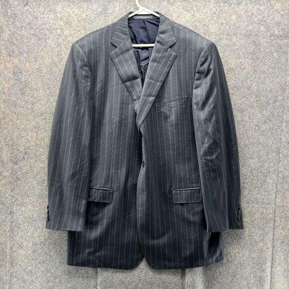 Ermenegildo Zegna Blazer Men 58 Blue Suit Jacket Wool Casual Striped Traveler
